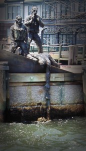 The American Merchant Mariners’ Memorial in New York City’s Battery Park was inspired by a photo of victims of a Nazi submarine attack on an American merchant ship during World War II. The monument honors all the Merchant Mariners who died at sea. Photo by Richard Biever
