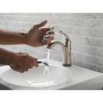 Delta Lahara touchless bathroom faucet with hands