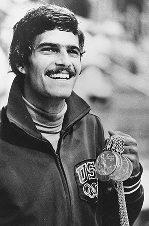 Mark Spitz with his 7 gold medals in Munich.
