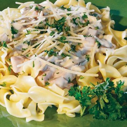 Ham and Mushrooms in Tarragon Cream Sauce