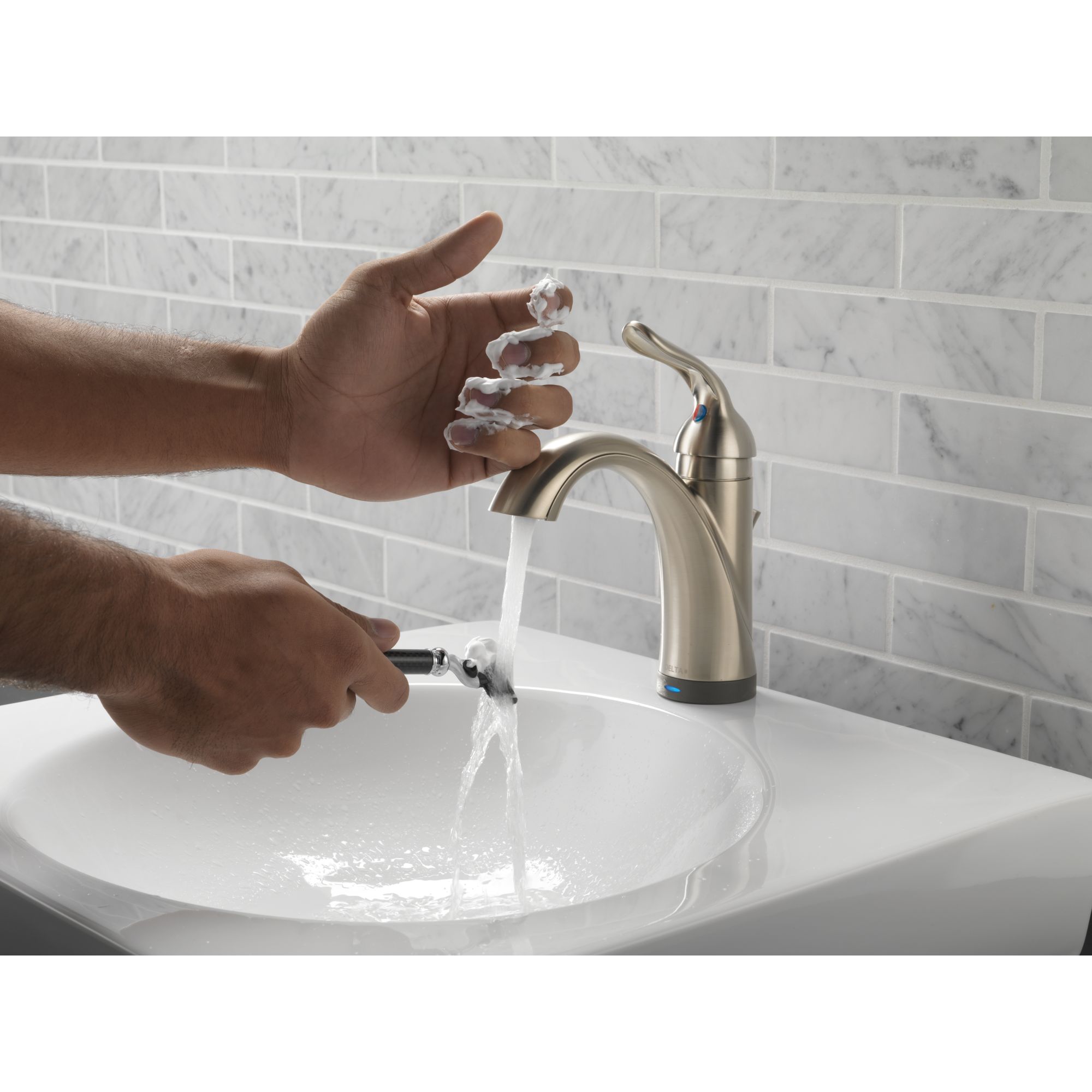 Delta Lahara Touchless Bathroom Faucet With Hands Indiana Connection