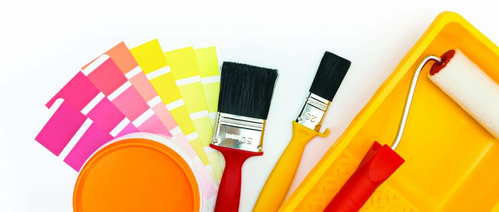 Paintbrushes and swatches