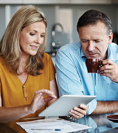 Couple paying bills