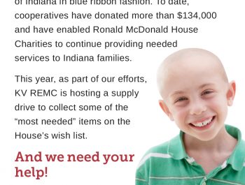 Kankakee Valley REMC and Ronald McDonald House Wish List Drive Ad