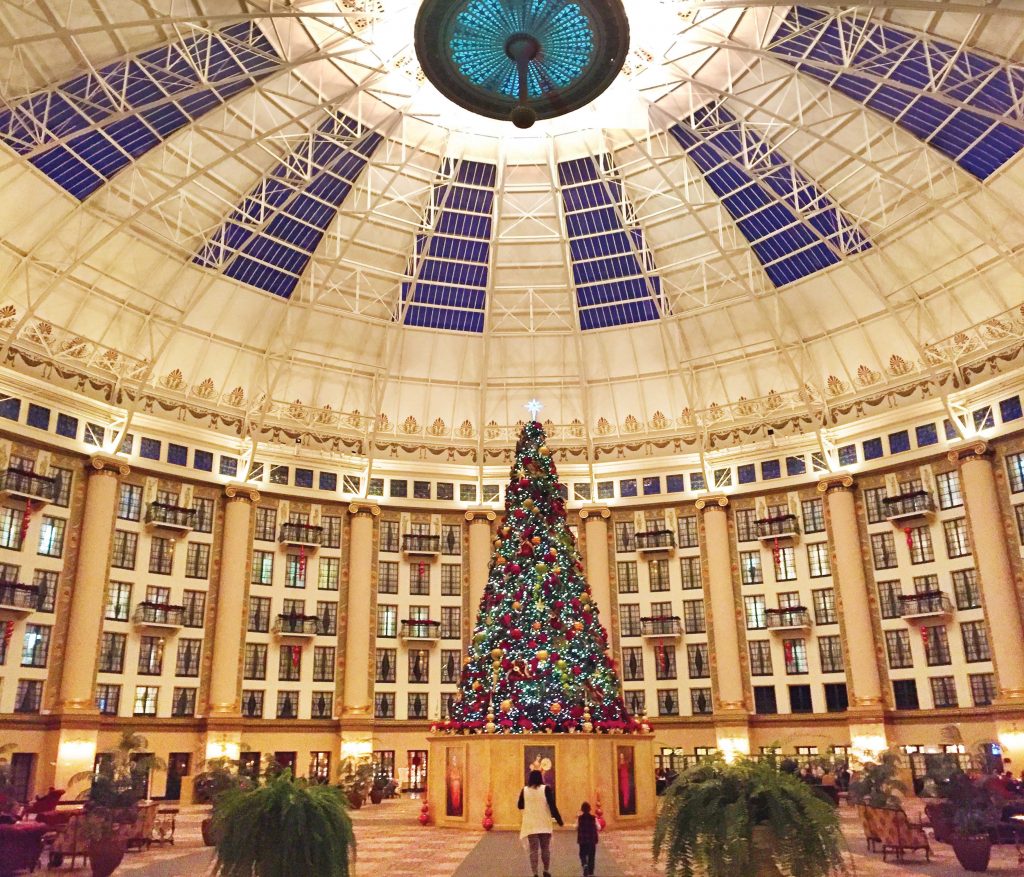 Photo of West Baden hotel at Christmas