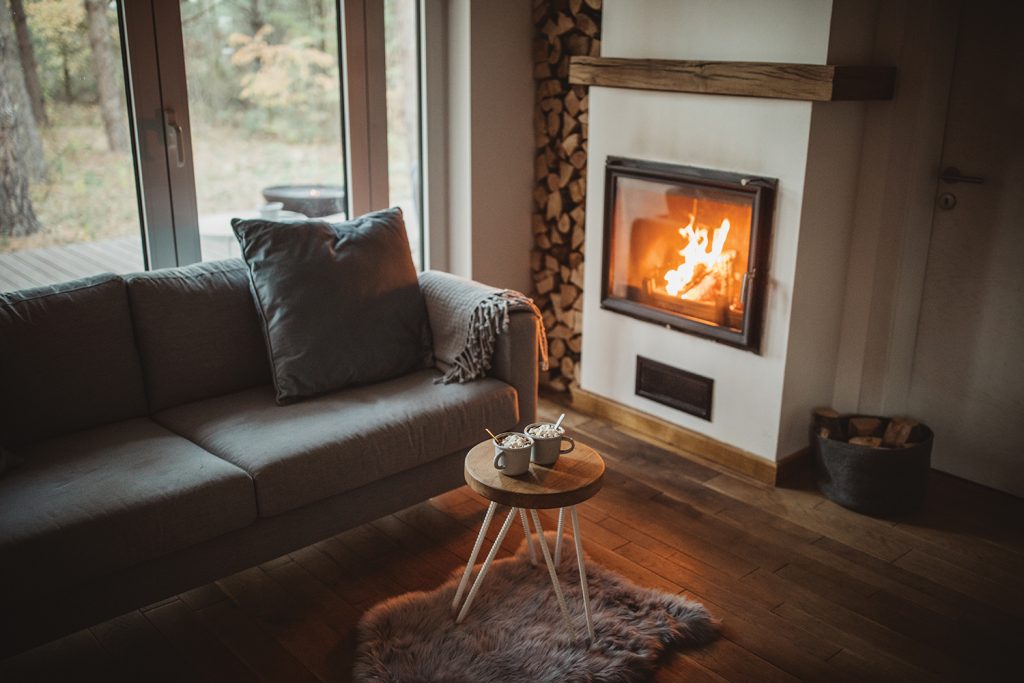 Fireplace in a home