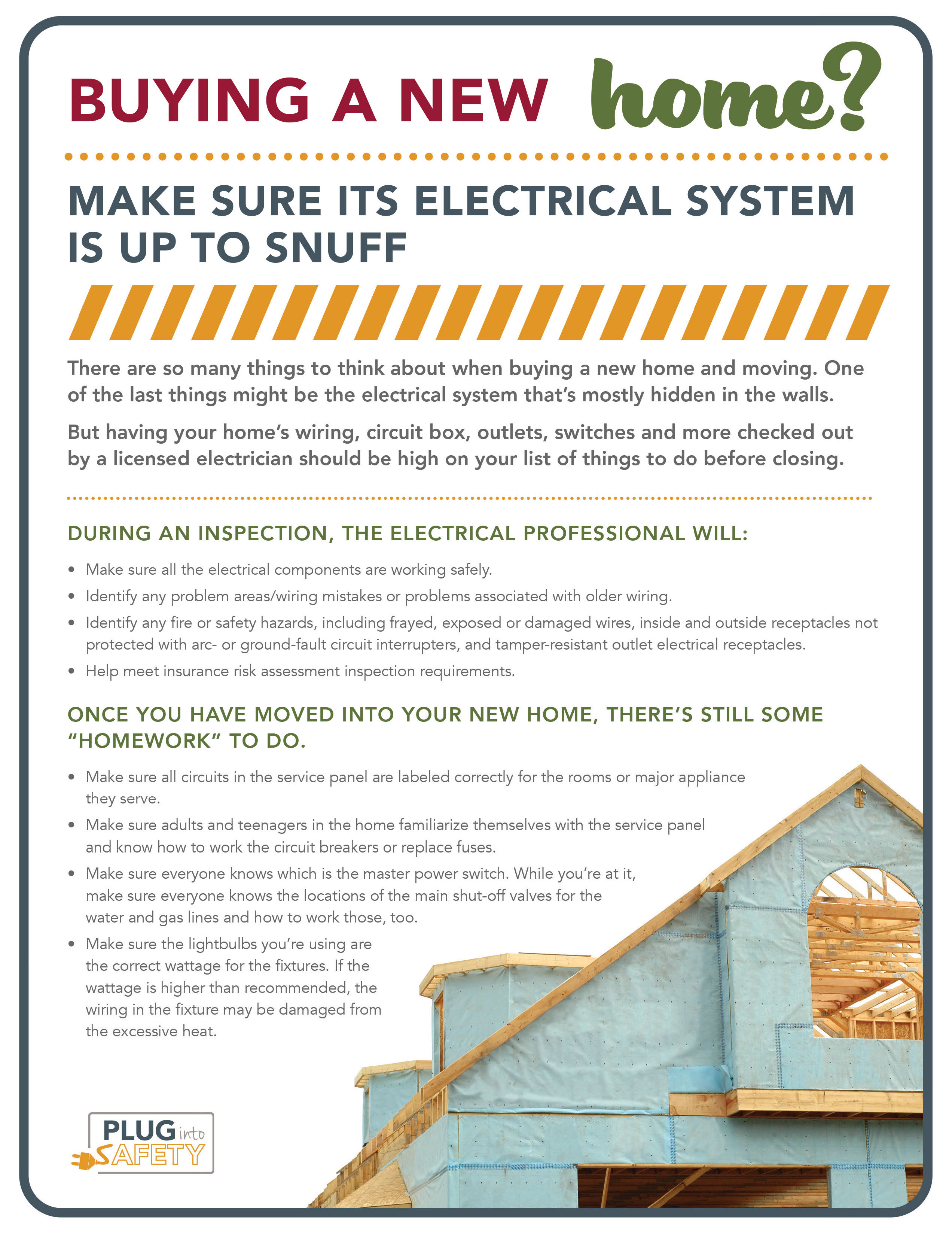 Infographic on electrical safety when buying a new home