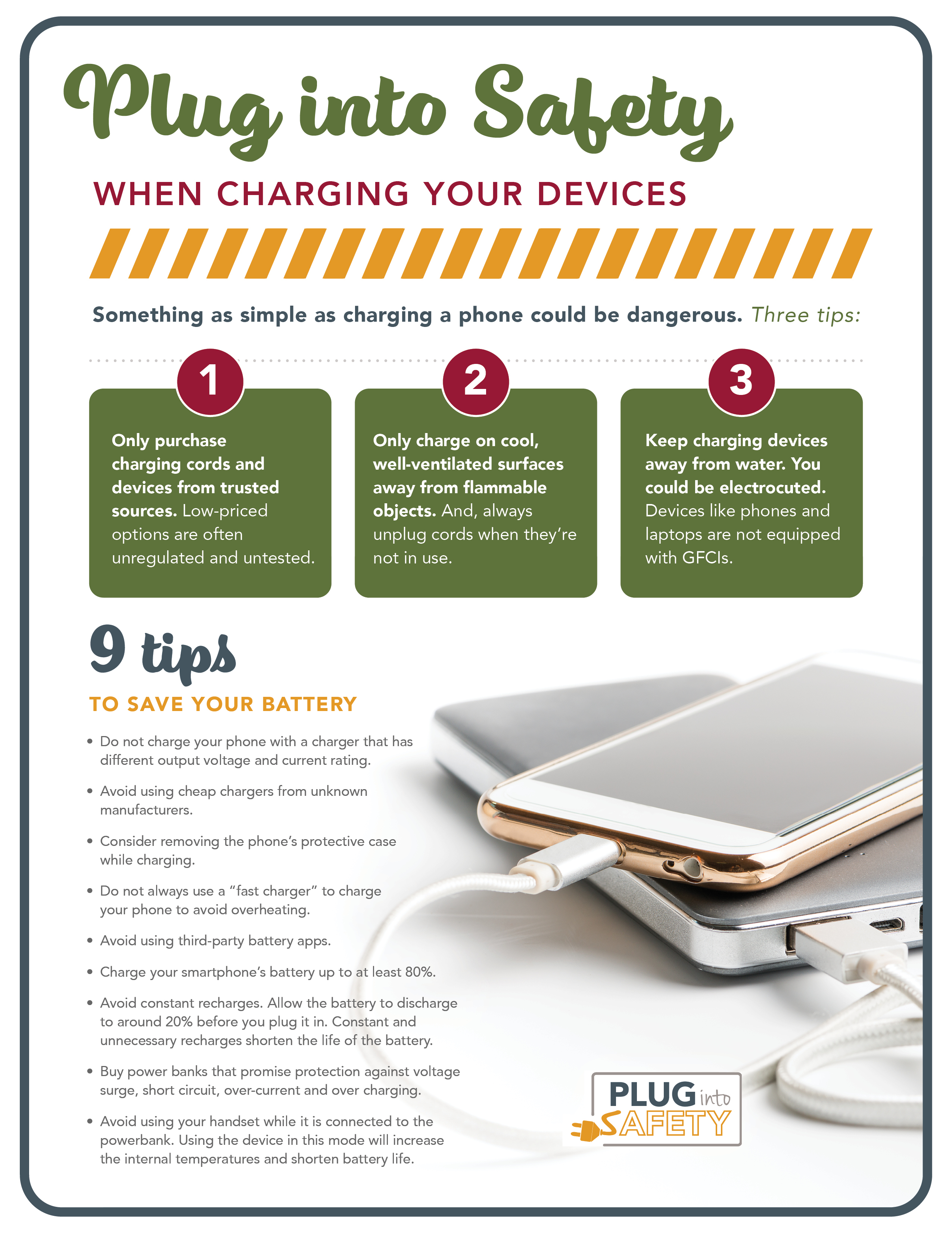 infographic for safety when charing your devices