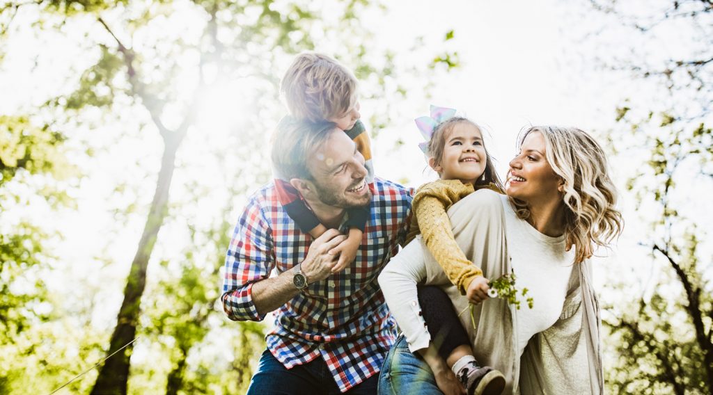 Family in spring setting