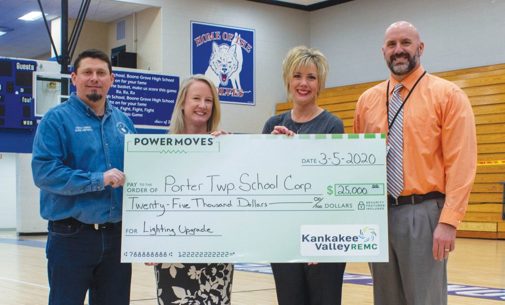Photo of check presentation to Porter Township School Corp.
