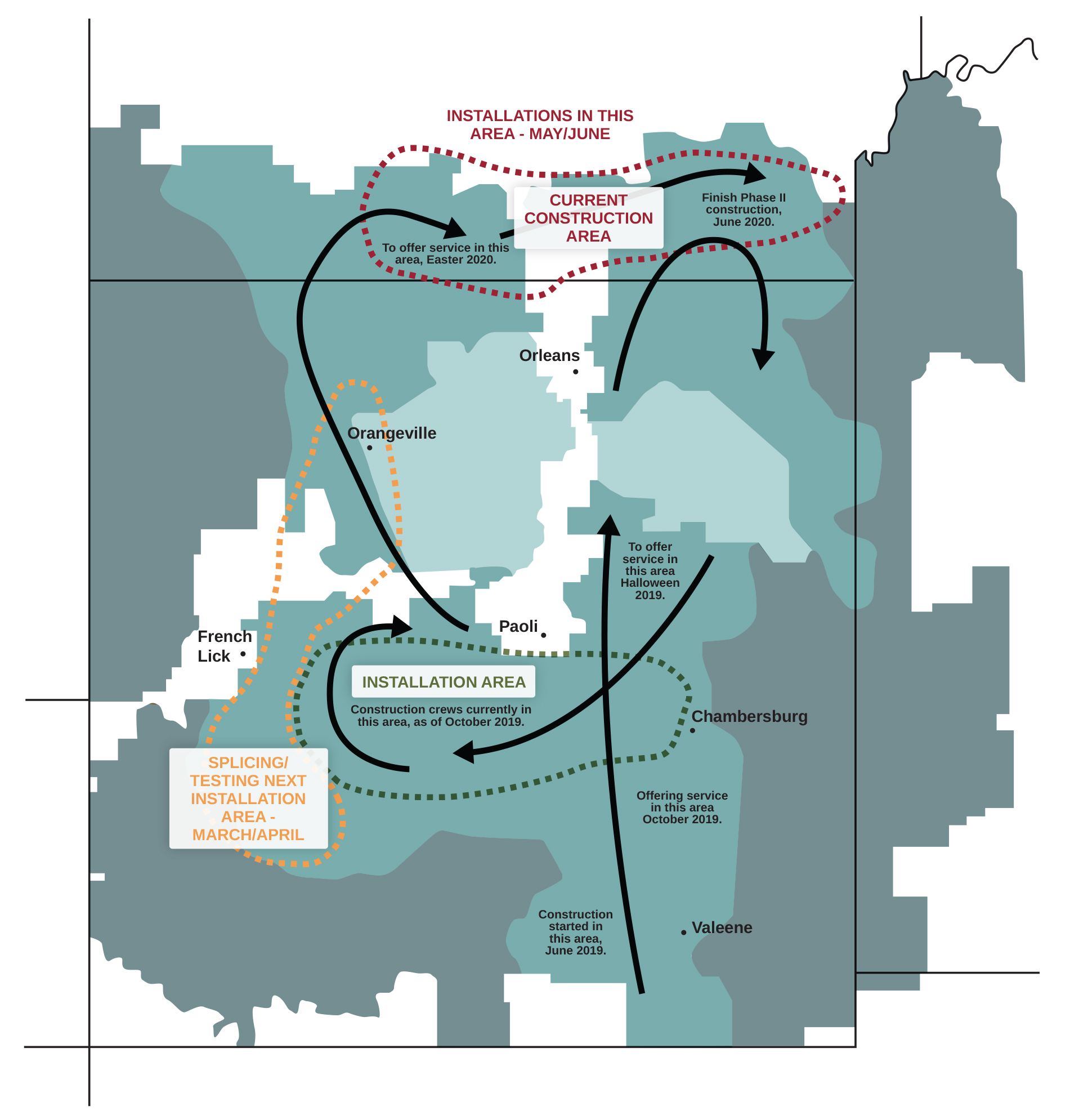 Map of fiber installation area