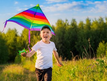 Boy flying kite