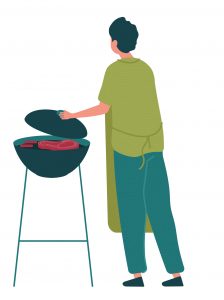 Illustration of person grilling