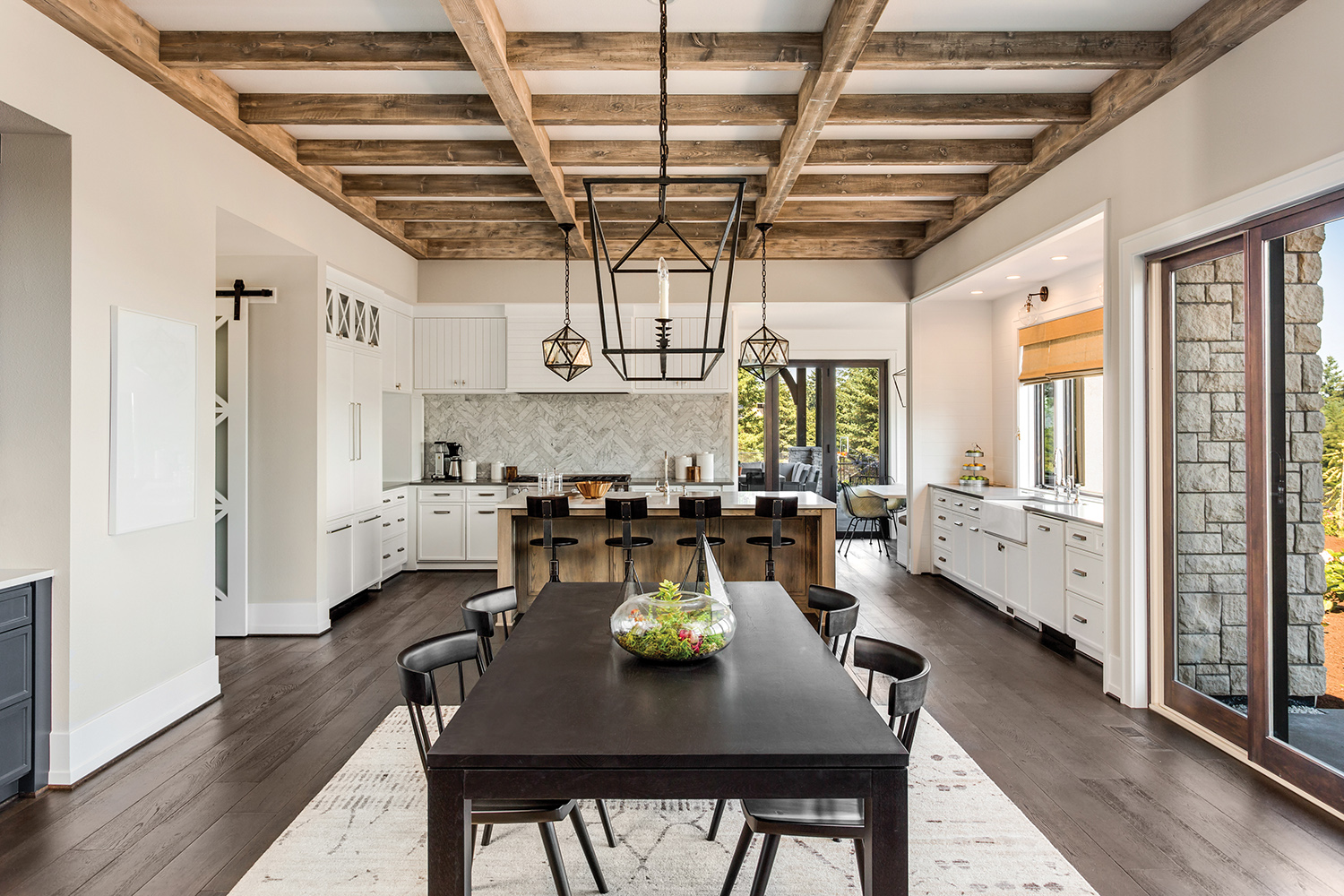 Photo of dining room and kitchen