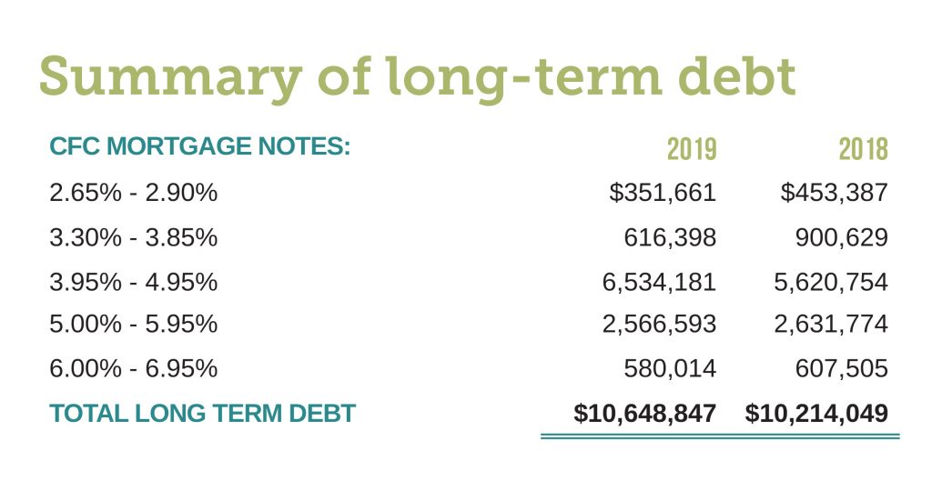 Summary of long term debt