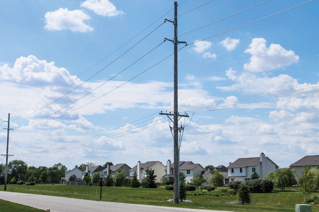 Photo of power pole in a subdivision
