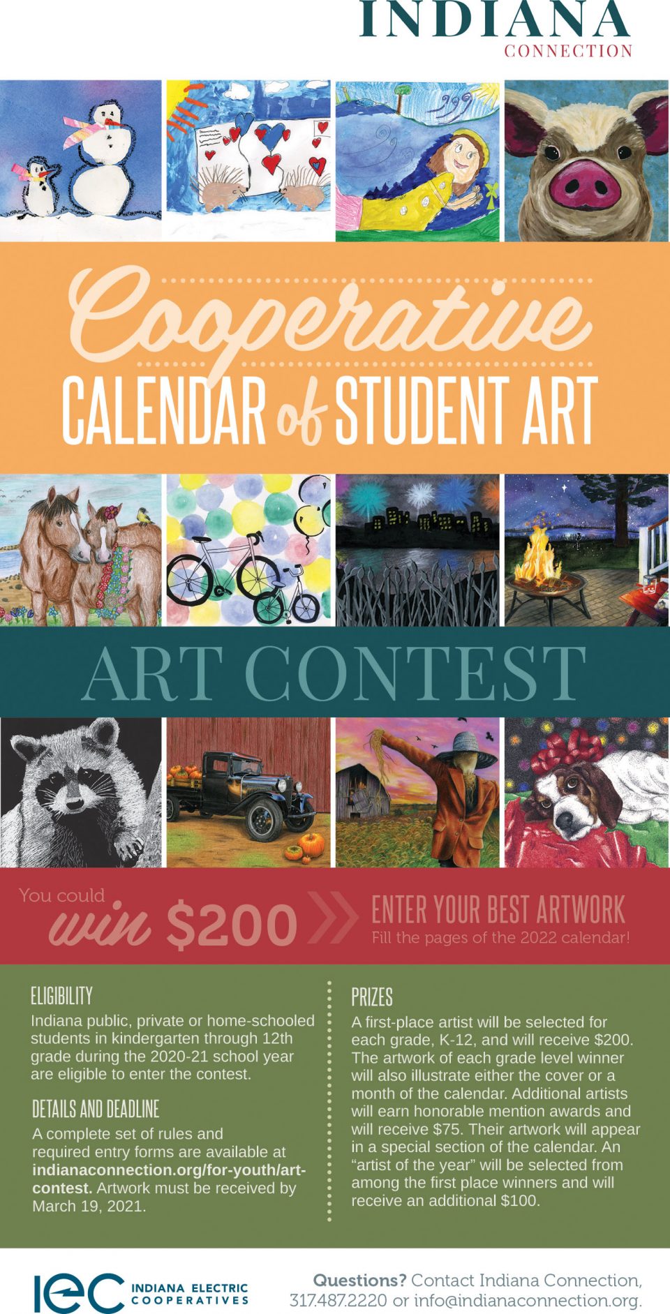 Enter the 2022 Cooperative Calendar of Student Art Contest Indiana