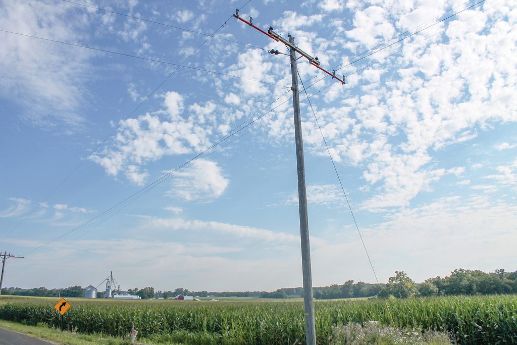 Photo of a power pole in rural setting