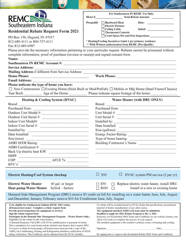 Residential request form