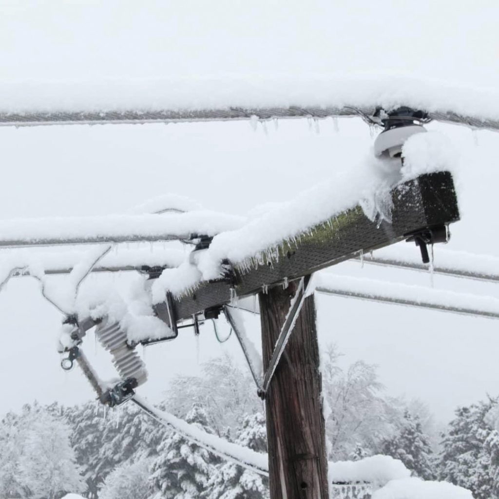 Snow on power lines