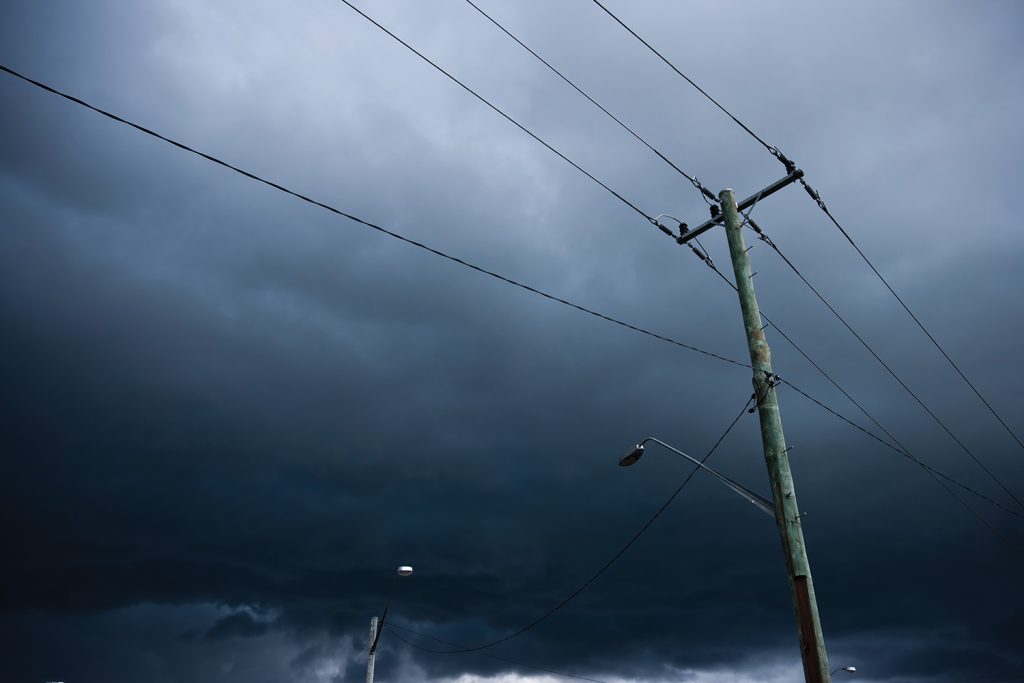 Power pole in a storm