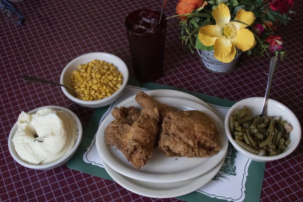 Fried chicken dinner at The Log Inn