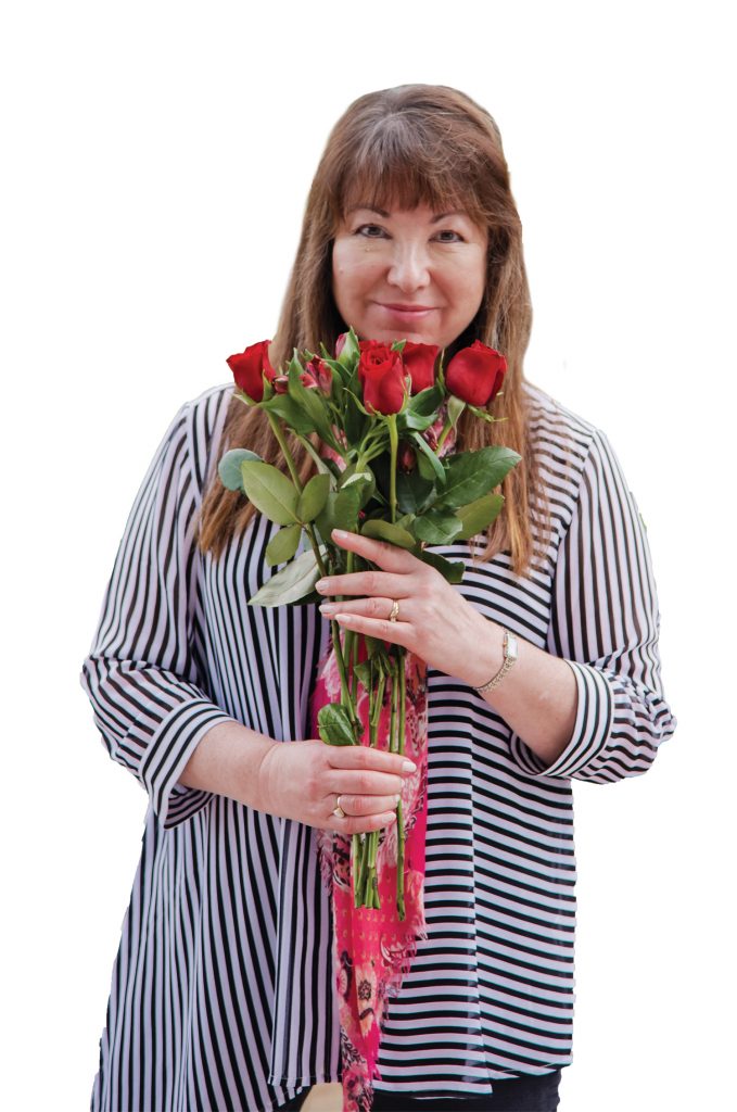 Emily with roses