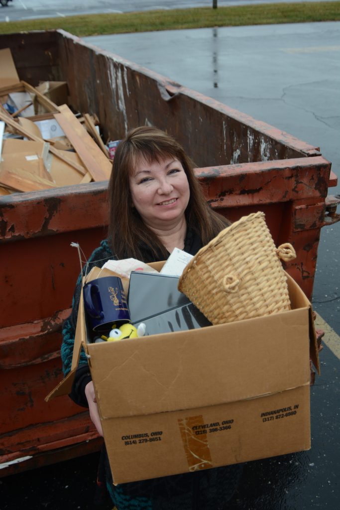 Emily with trash