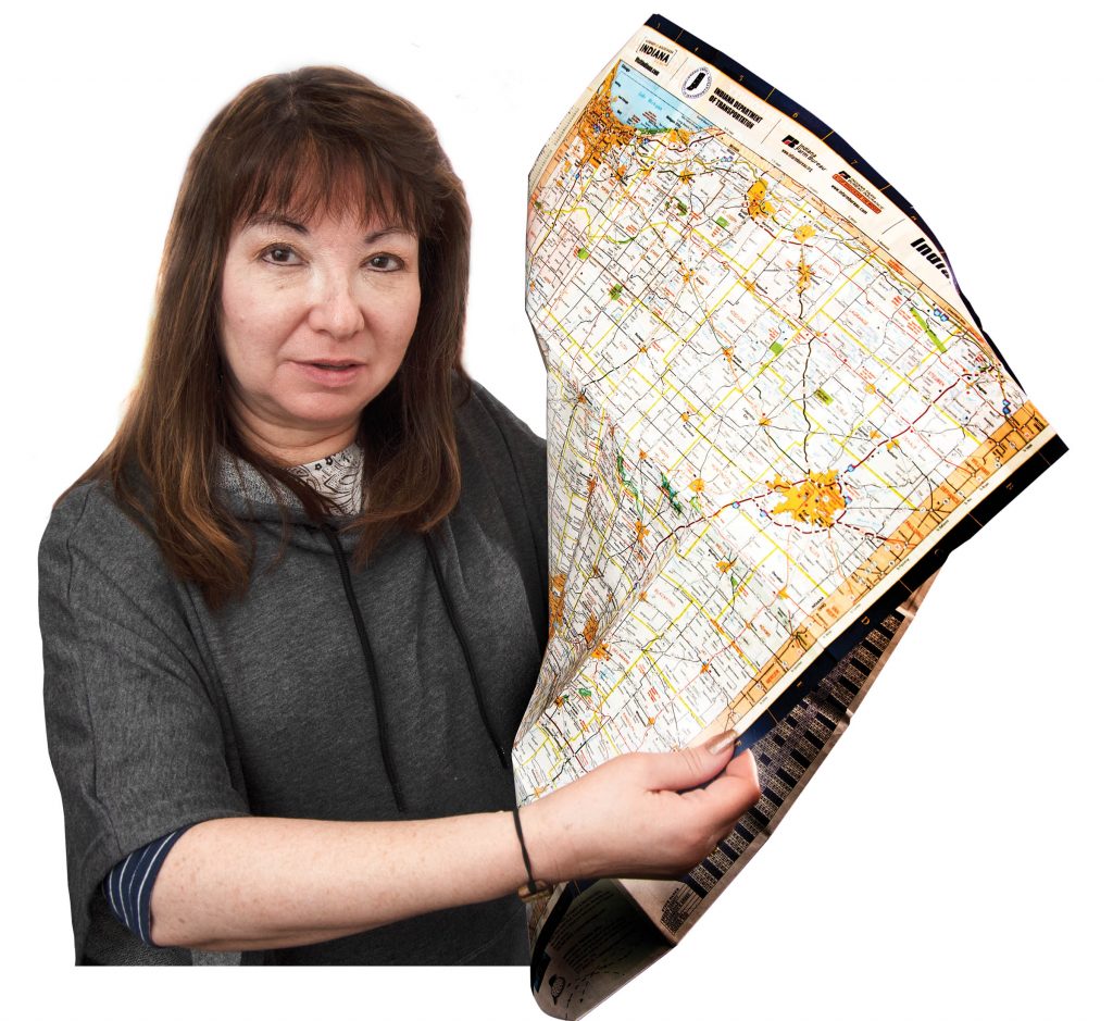 Emily with map