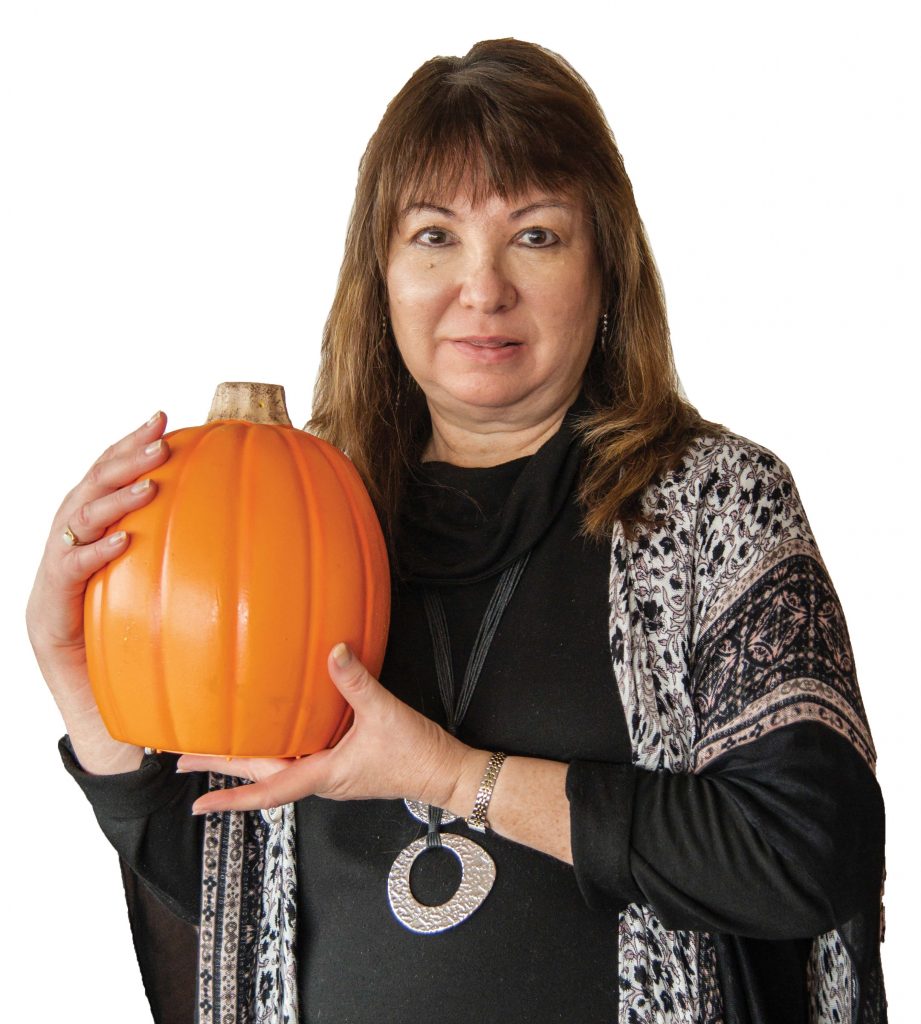 Emily with pumpkin