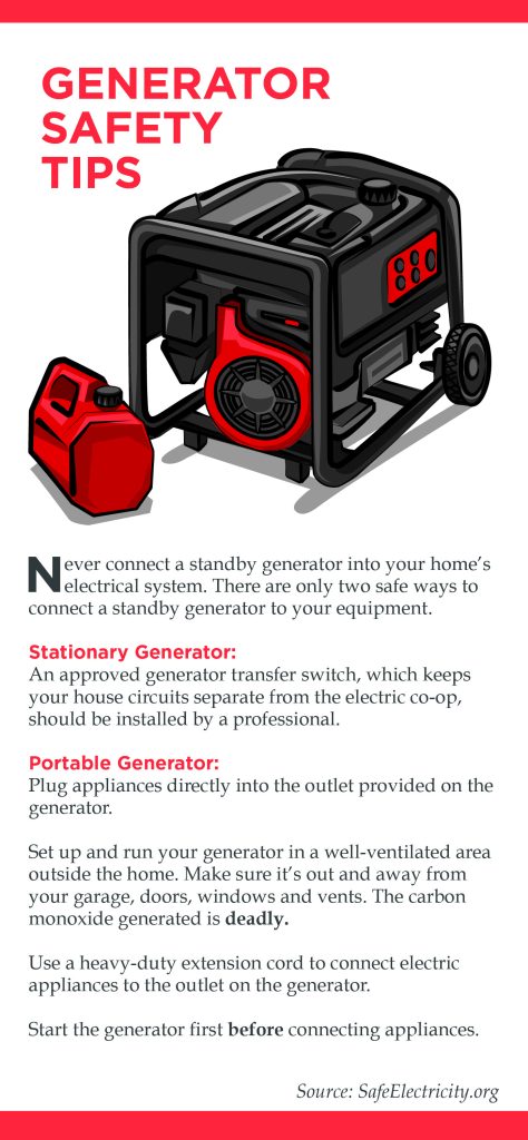 Generator safety tips graphic