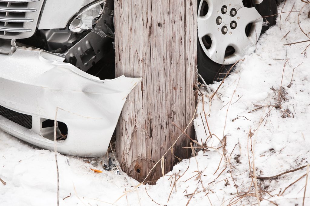 Vehicle hits utility pole