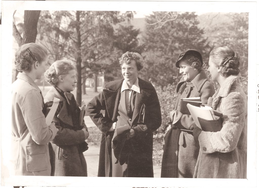Earhart with students