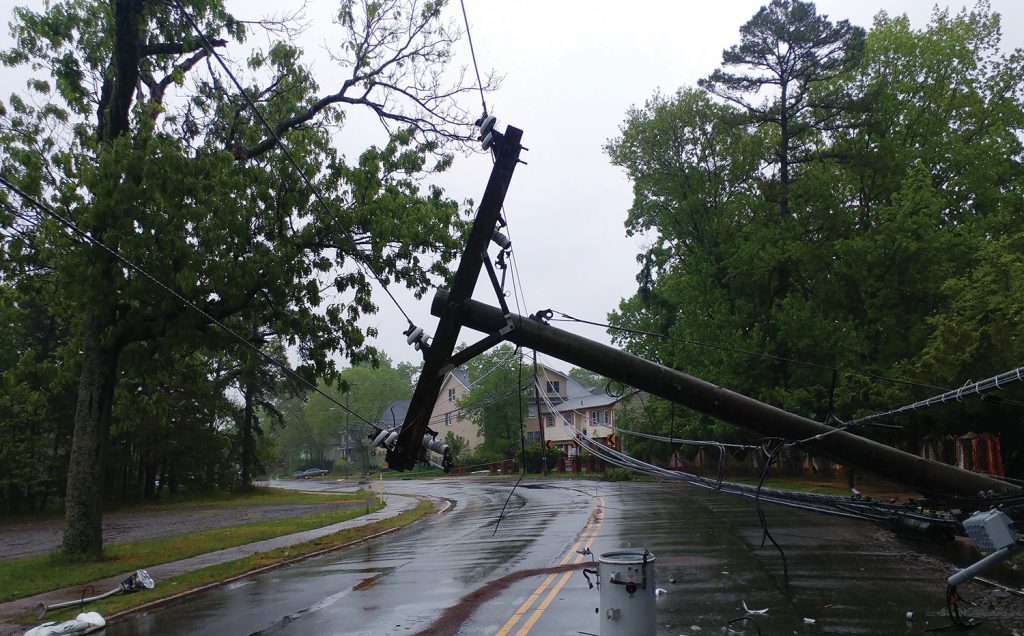 Downed power line after storm