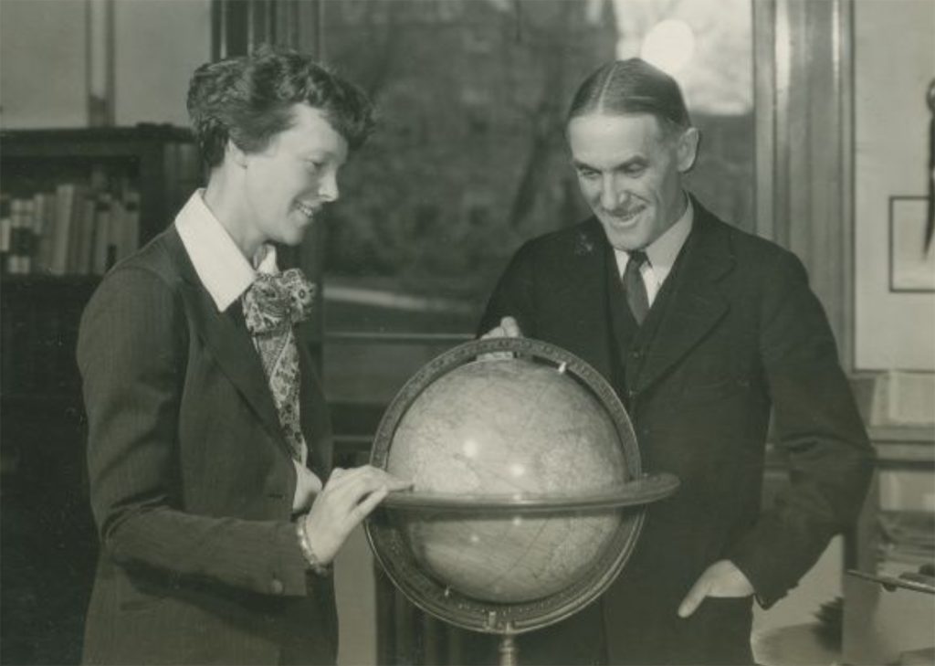 Earhart with Purdue President
