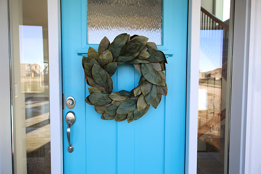 Door with wreath