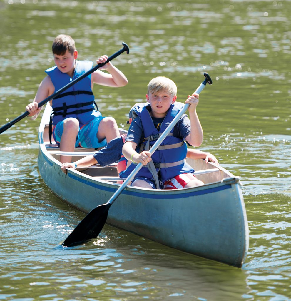 Camp Kilowatt campers canoeing