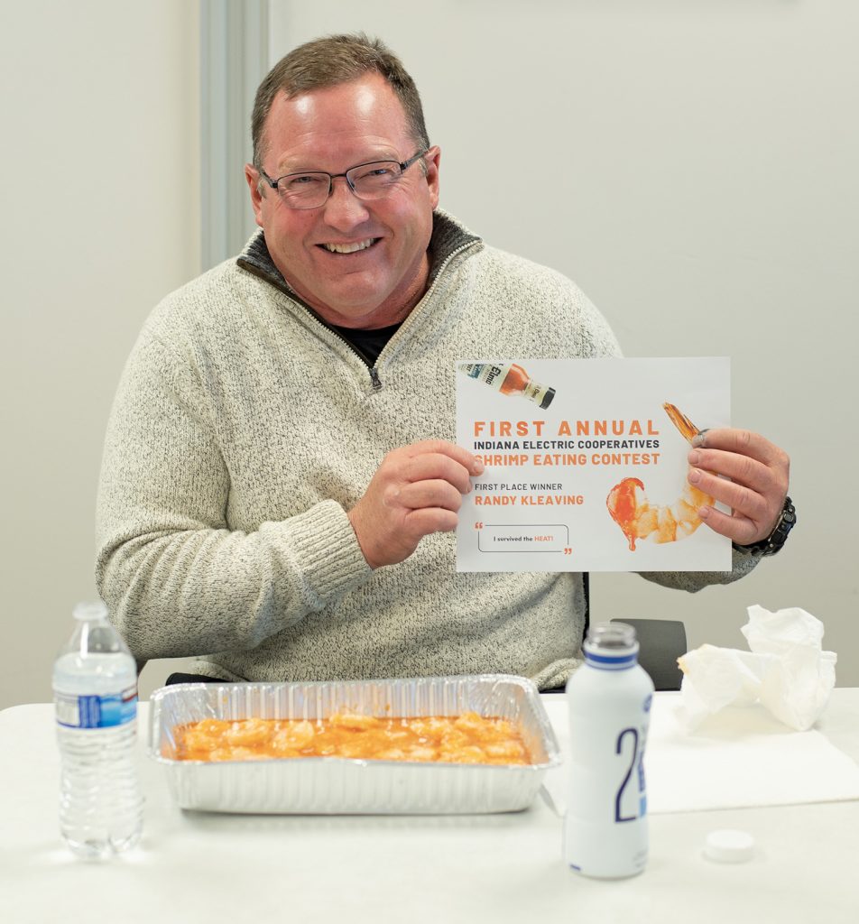 Randy Kleaving with Shrimp Eating certificate