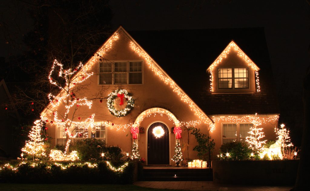 House decorated for holidays