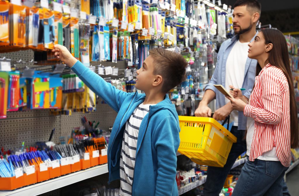 Parent and child back to school shopping