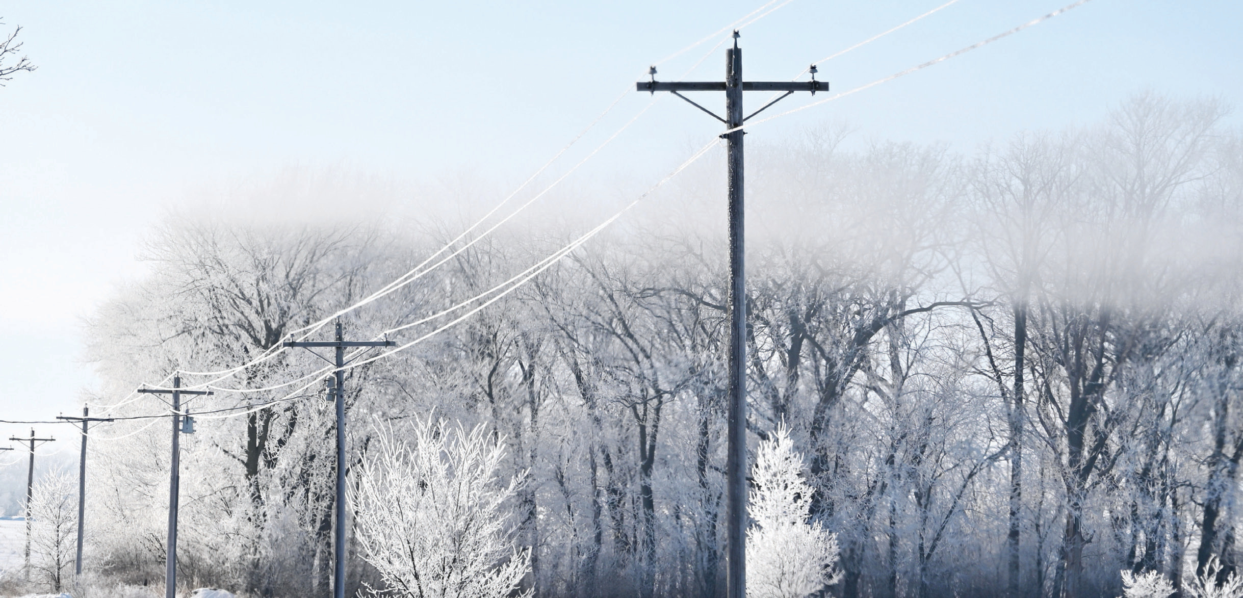 Winter scene with power lines
