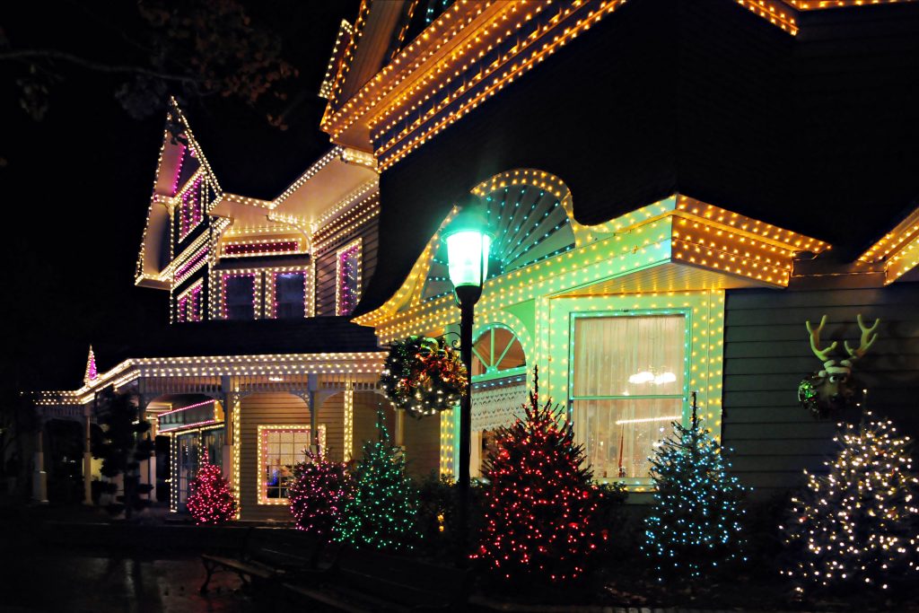 House lit up for Christmas/Holidays