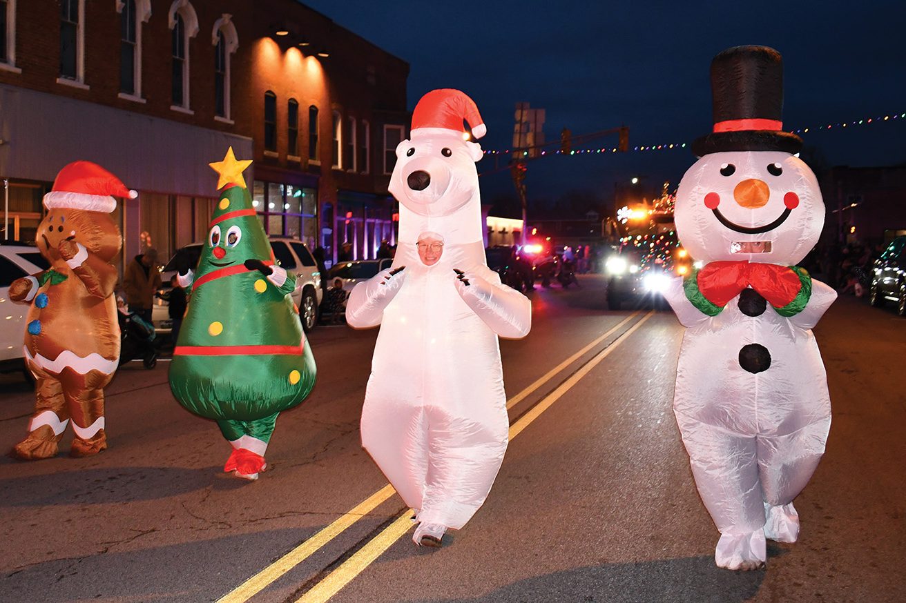 Christmas characters at parade