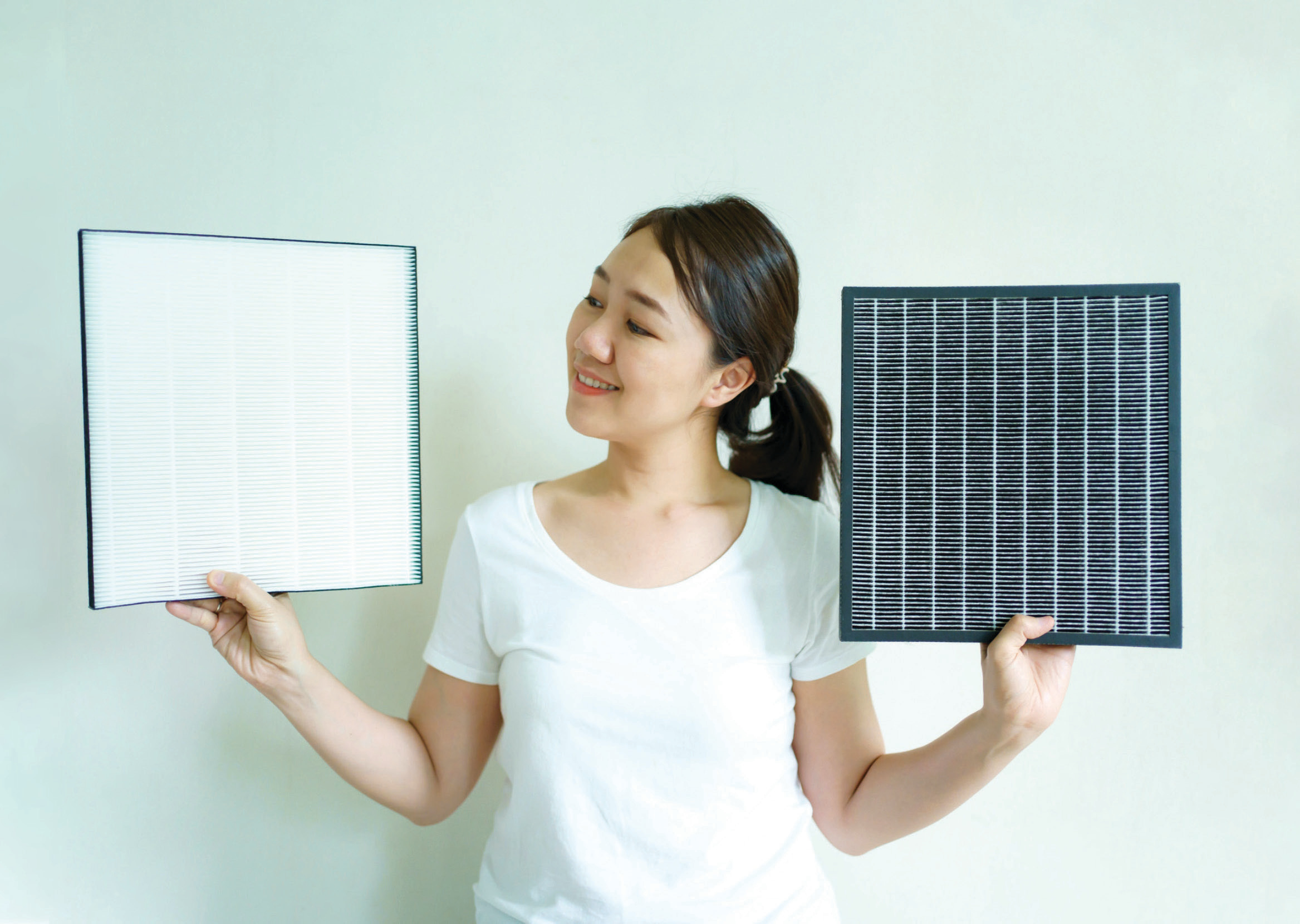 Woman holding filters