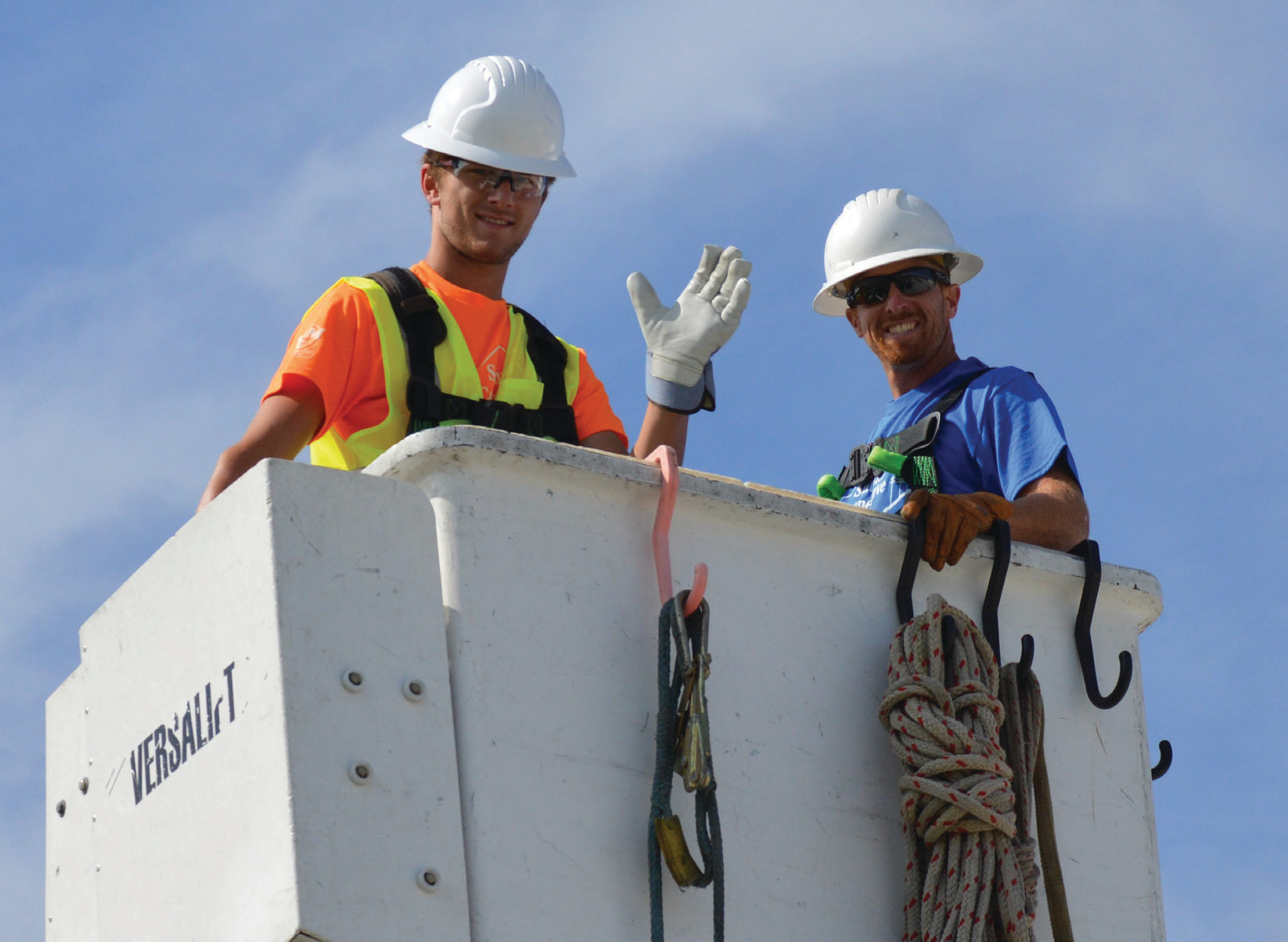 Lineman in bucket truck