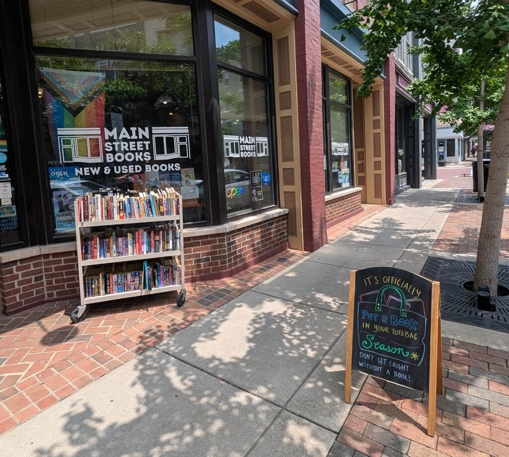 The dollar cart at Main Street Books in Lafayette is well-loved by customers as is their new book inventory that includes a wide range of general interest titles.