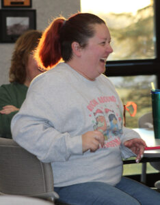 Stamper laughs during a
recent employee training.