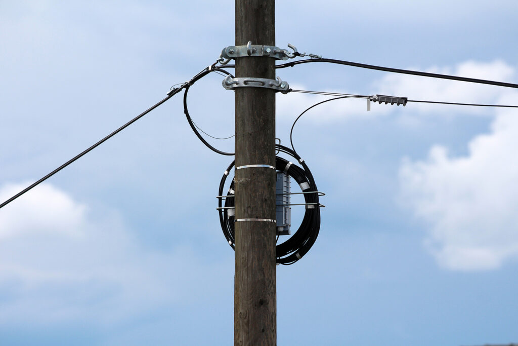 Utility pole with wires