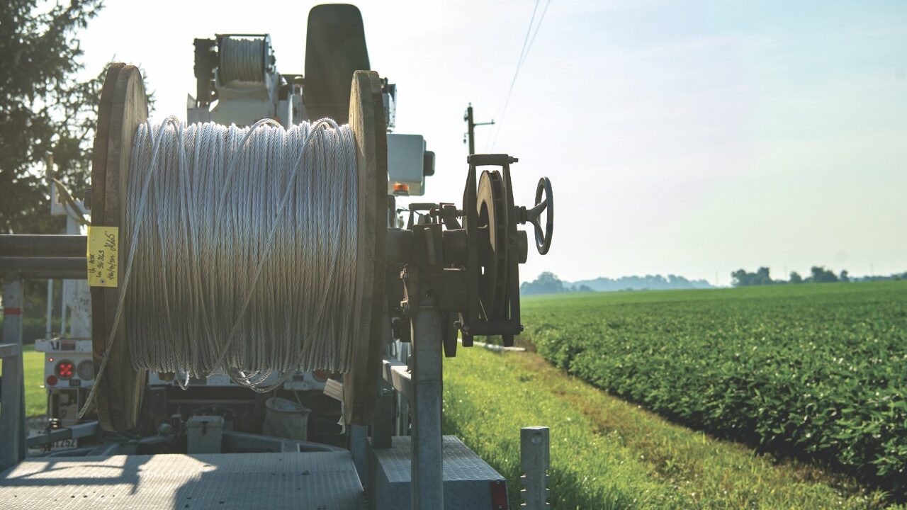 Electric wire on a spool