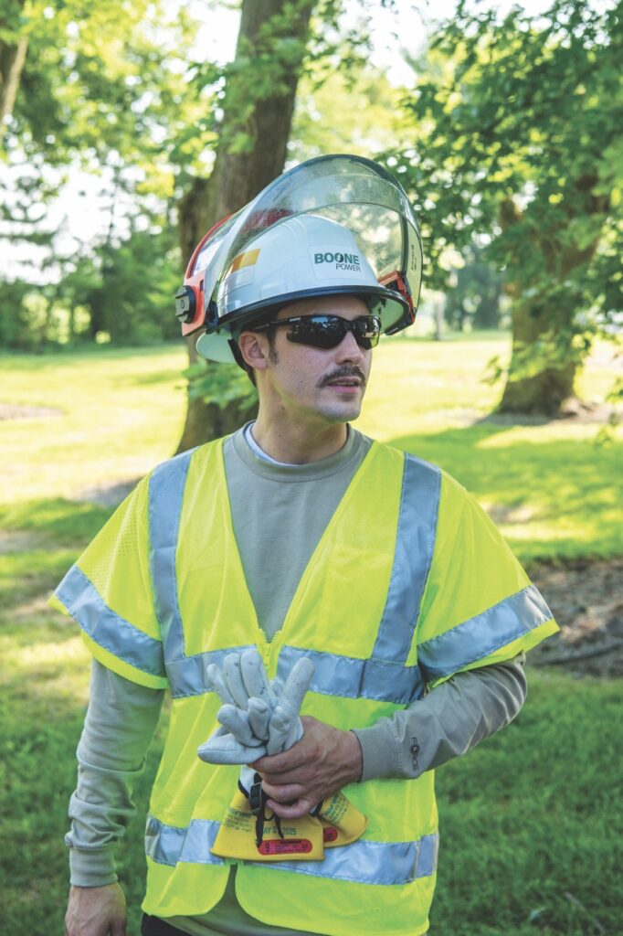 Boone Power employee in safety gear